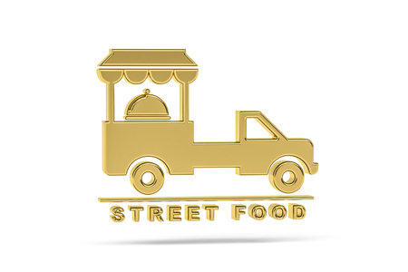 Golden 3d street food icon isolated on white background - 3d renderの写真素材