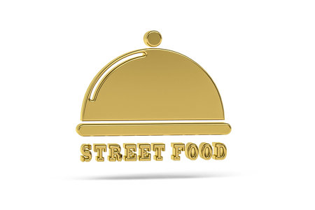 Golden 3d street food icon isolated on white background - 3d renderの写真素材