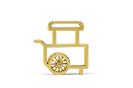 Golden 3d street food icon isolated on white background - 3d renderの写真素材