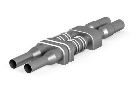 Metal industrial pipe isolated on white background - 3d renderの写真素材