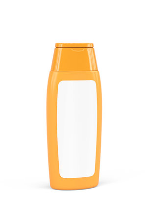 Orange lotion bottle mockup isolated on white - 3D renderの写真素材