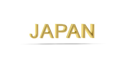 Golden 3D Japan inscription isolated on white background - 3D renderの写真素材