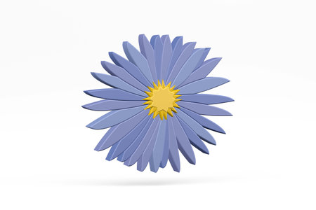 Three -dimensional graphics of purple daisy isolated on a white background - 3d renderの写真素材
