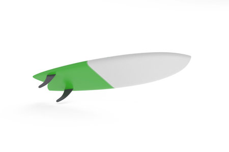 Gray and green surfboard isolated on white background - 3d renderの写真素材