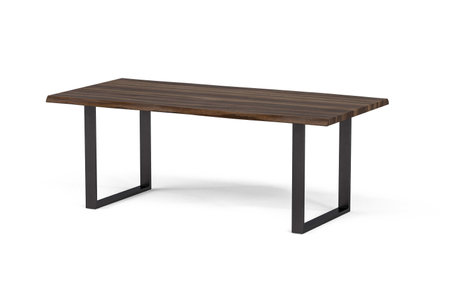 Dining table with wooden top on metal legs isolated on white background - 3d renderの写真素材