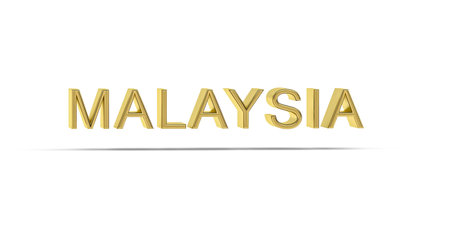 Golden 3D Malaysia inscription isolated on white background - 3D renderの写真素材