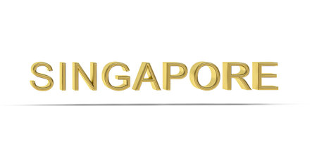 Golden 3D Singapore inscription isolated on white background - 3D renderの写真素材
