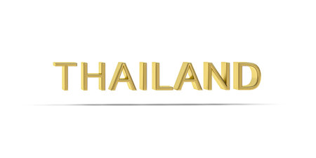 Golden 3D Thailand inscription isolated on white background - 3D renderの写真素材