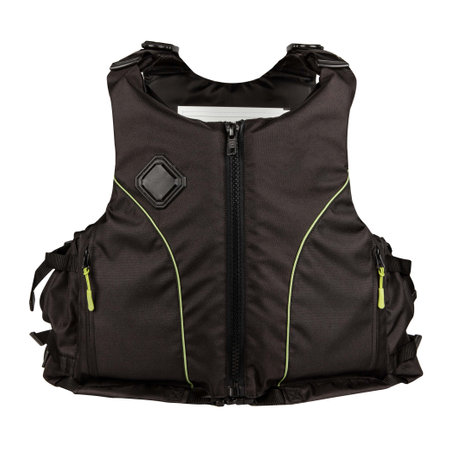 Dark brown fishing vest isolated on white backgroundの写真素材