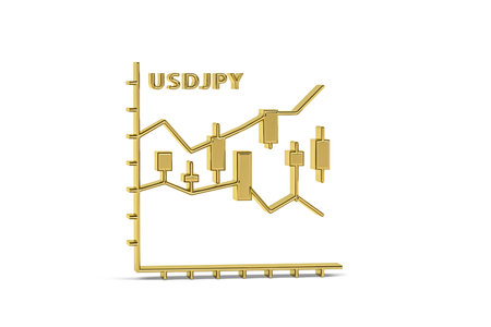 Golden 3d candlestick chart icon isolated on white background - 3d renderの写真素材