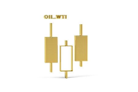 Golden 3d candlestick chart icon isolated on white background - 3d renderの写真素材