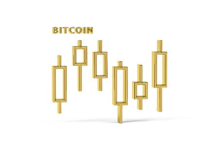 Golden 3d candlestick chart icon isolated on white background - 3d renderの写真素材