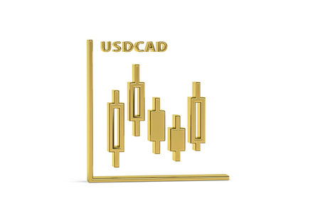 Golden 3d candlestick chart icon isolated on white background - 3d renderの写真素材
