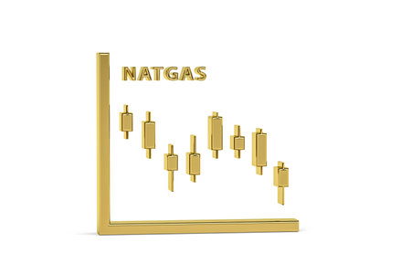 Golden 3d candlestick chart icon isolated on white background - 3d renderの写真素材