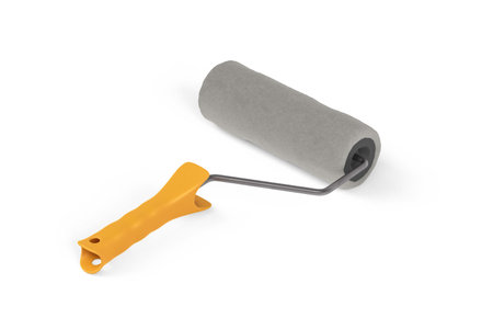 Orange paint roller isolated on white background - 3D renderの写真素材