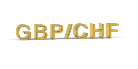 Golden GBPCHF - currency pair in the forex market - 3d renderの写真素材
