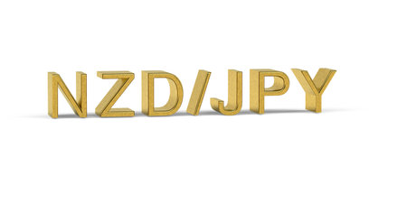 Golden NZDJPY - currency pair in the forex market - 3d renderの写真素材