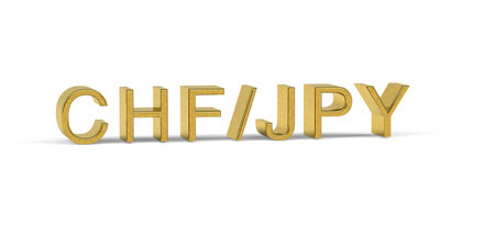 Golden CHFJPY - currency pair in the forex market - 3d renderの写真素材