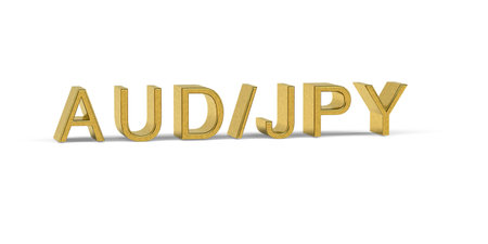 Golden AUDJPY - currency pair in the forex market - 3d renderの写真素材