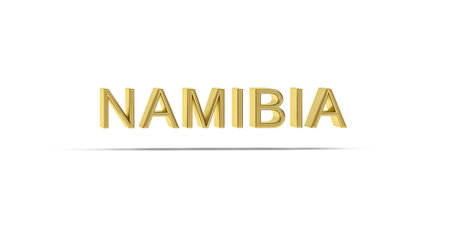 Golden 3D Namibia inscription isolated on white background - 3D renderの写真素材