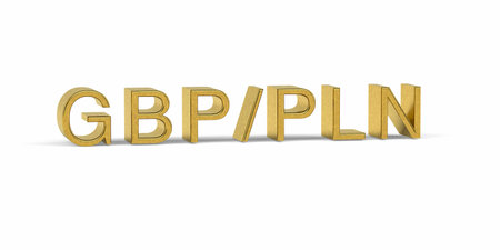 Golden GBPPLN - currency pair in the forex market - 3d renderの写真素材