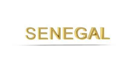 Golden 3D Senegal inscription isolated on white background - 3D renderの写真素材