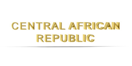 Golden 3D Central African Republic inscription isolated on white background - 3D renderの写真素材