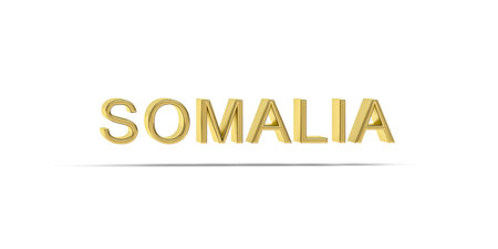 Golden 3D Somalia inscription isolated on white background - 3D renderの写真素材