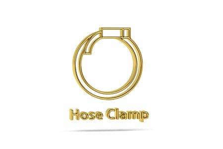 Golden 3d hose clamp icon isolated on white background - 3d renderの写真素材