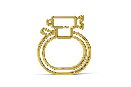 Golden 3d hose clamp icon isolated on white background - 3d renderの写真素材