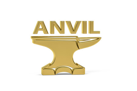 Golden blacksmithing icon isolated on white - 3d renderの写真素材