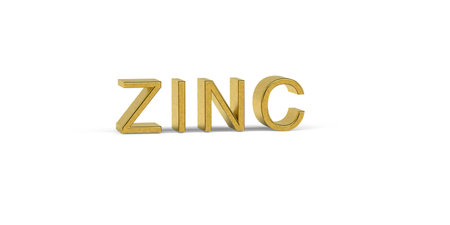 Golden ZINC inscription - industrial metal on the stock market - 3d renderの写真素材