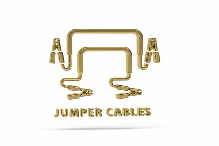 Golden 3d jumper cable icon isolated on white background - 3D renderの写真素材