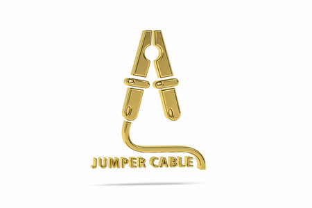 Golden 3d jumper cable icon isolated on white background - 3D renderの写真素材