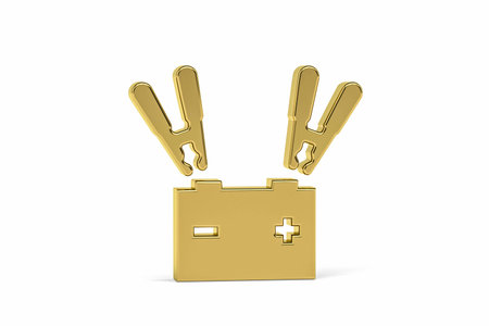 Golden 3d jumper cable icon isolated on white background - 3D renderの写真素材
