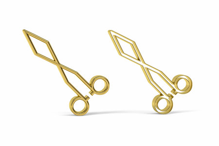 Golden 3d surgical clamp icon isolated on white background - 3D renderの写真素材