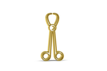 Golden 3d surgical clamp icon isolated on white background - 3D renderの写真素材