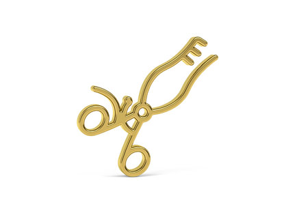 Golden 3d surgical clamp icon isolated on white background - 3D renderの写真素材
