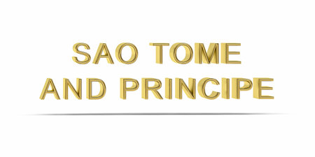 Golden 3D Sao Tome and Principe inscription isolated on white background - 3D renderの写真素材