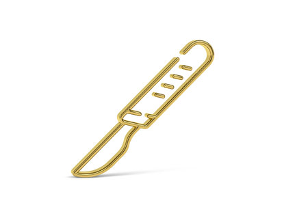 Golden 3d scalpel icon isolated on white background - 3D renderの写真素材