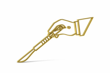 Golden 3d scalpel icon isolated on white background - 3D renderの写真素材
