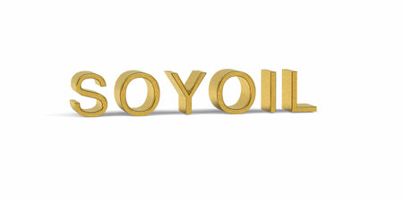 Golden SOYOIL inscription - agricultural raw material on the stock market - 3d renderの写真素材
