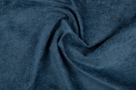 Blue fabric texture - top view and close-up of a piece of crushed and twisted brown linenの写真素材