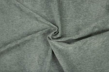 Gray green fabric texture - top view and close-up of a piece of crushed and twisted green linenの写真素材