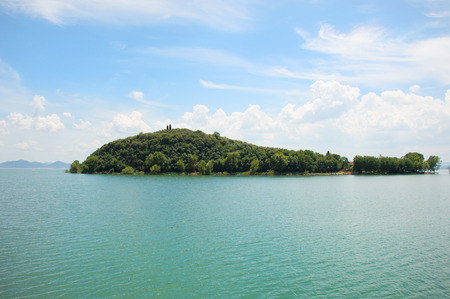 Trasimeno Lake Island Minore in Umbria Italy  closeupの写真素材