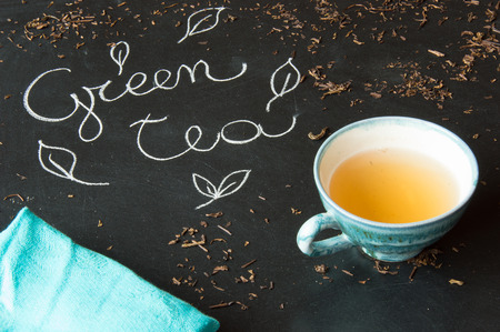 Green tea bancha - macrobiotic drink for natural food and healthyの写真素材