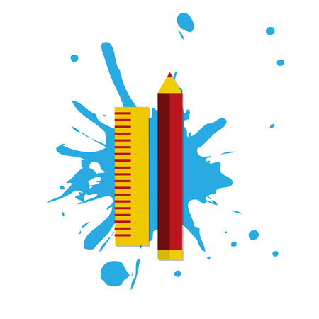 Web icon illustrator pencil and rule with colorful paint brush splashのイラスト素材
