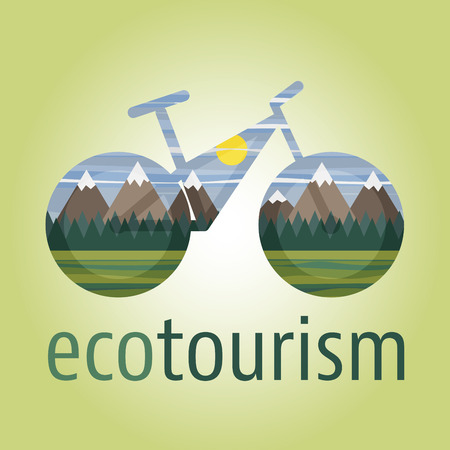 Eco tourism vector icon with ecologic bikeのイラスト素材