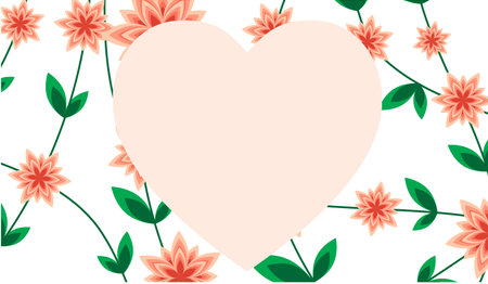 Greetings card for birthday, wedding, marriage, mum's day, mom's day, mother's day and love with leaf and flower, Spring Season, lettering, flowers, leafs, natureのイラスト素材