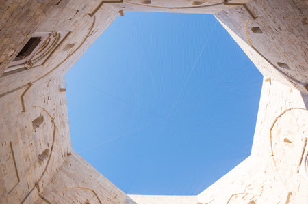 Castel del Monte in Puglia Italy - Octagonal ancient medieval architecture in italian travelのeditorial素材